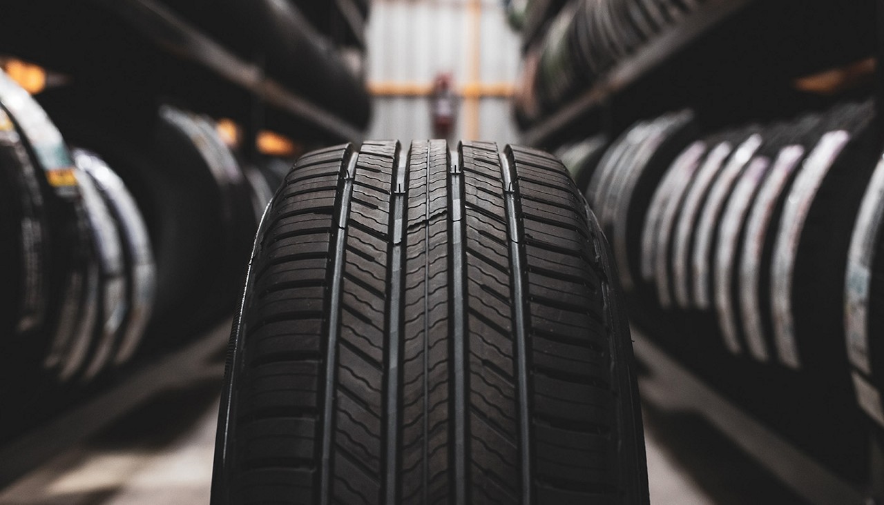 A close-up view of a tire tread